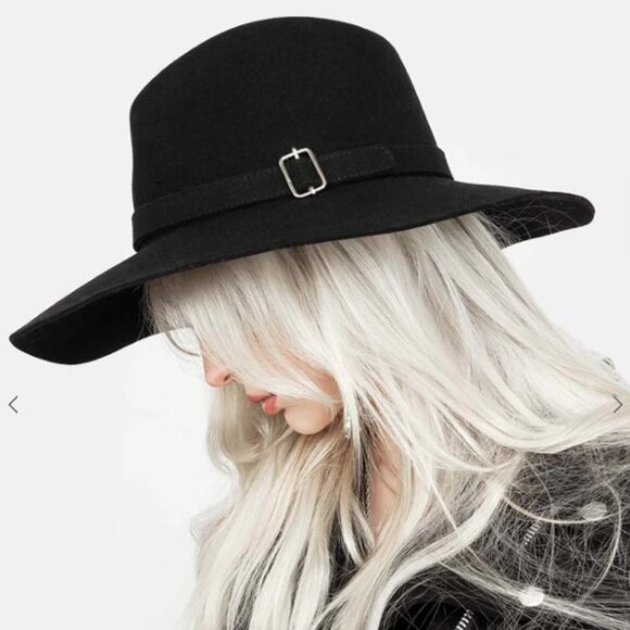 DISTURBIA Esbat wide brim witchy fedora hat RARE HTF - Picture 2 of 9